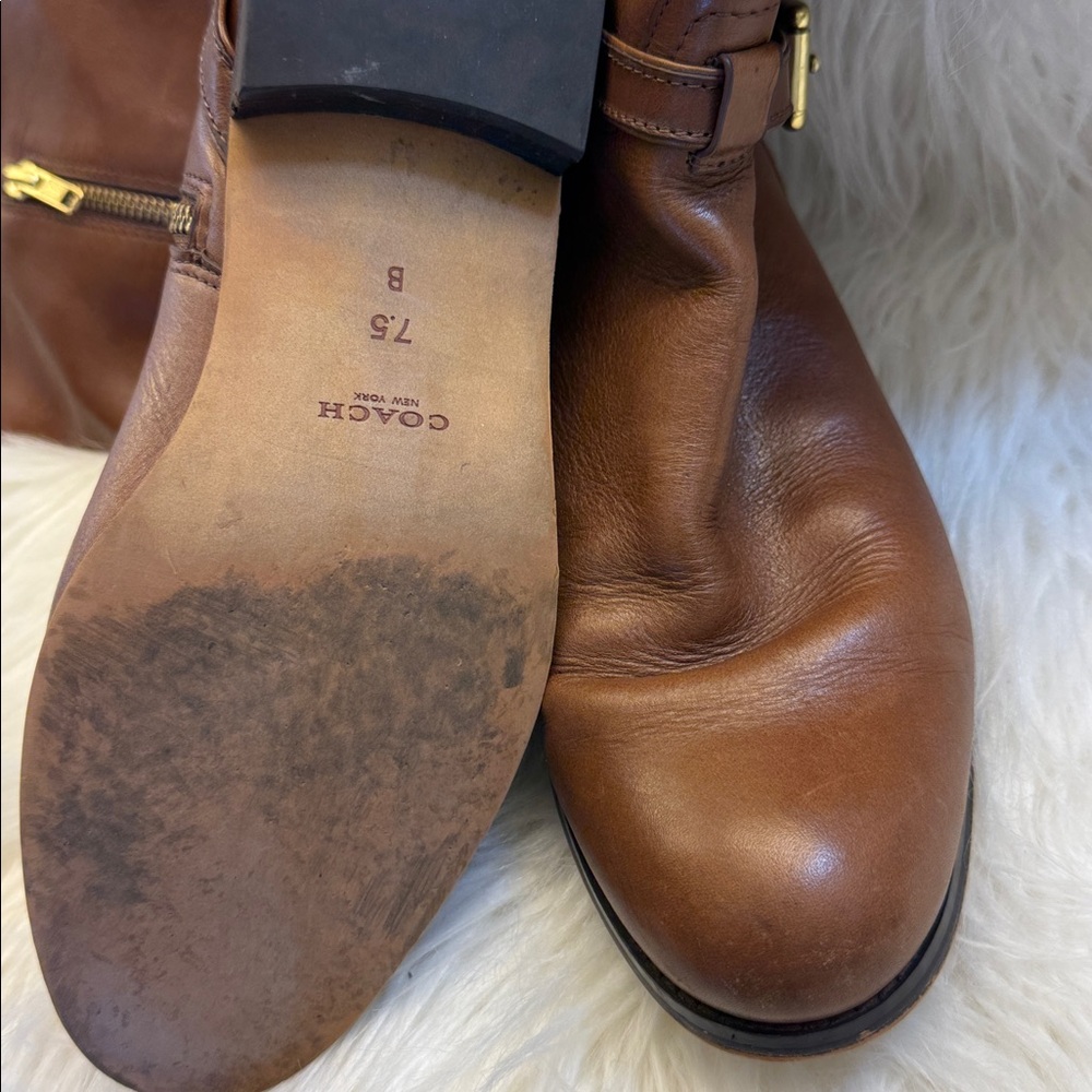 Coach Cognac Brown Leather Over-the-Knee Boots - Picture 7 of 7
